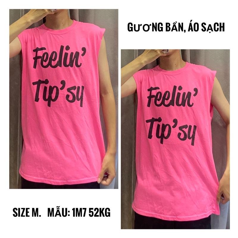 Áo tanktop nam nữ UNISEX in hình trước sau màu hồng size M