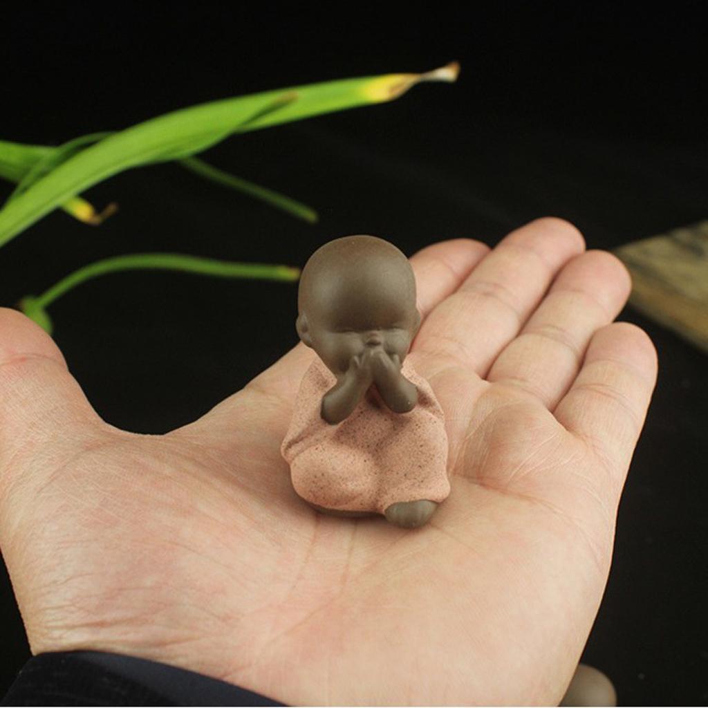 4x Ceramic Small Buddha Statue Monk Figurine Tea Pet Decorative Ornaments