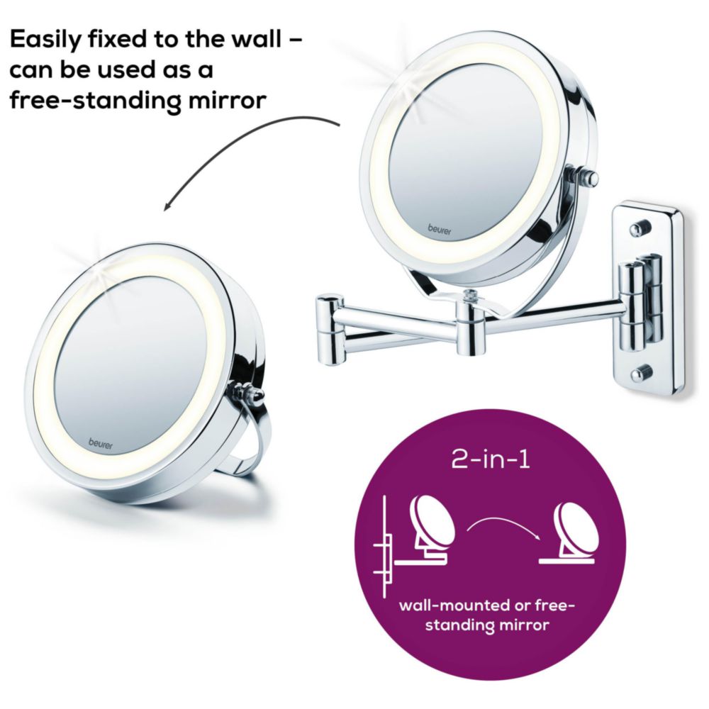 GƯƠNG TRANG ĐIỂM 2 MẶT KÈM ĐÈN LED BEURER BS59, Hàng Chính Hãng