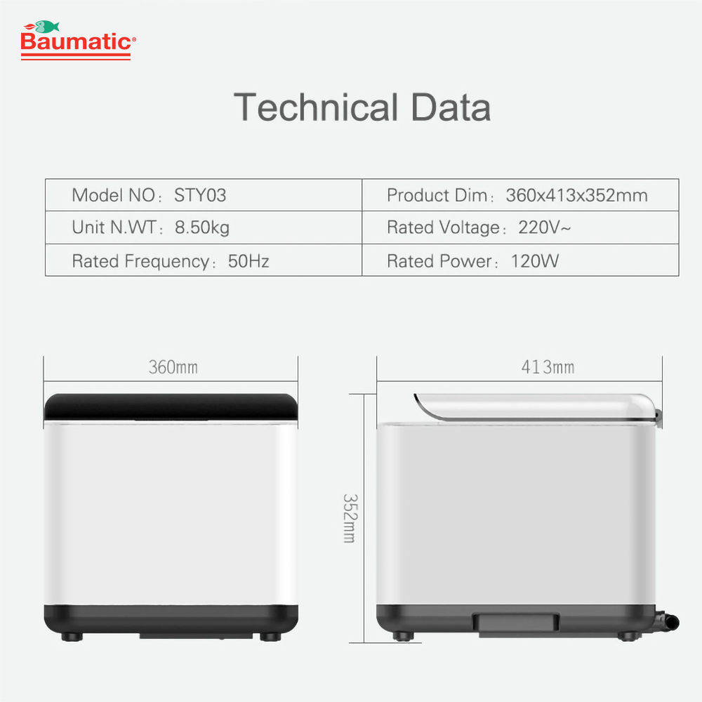 Máy rửa rau quả Baumatic BVW13W - Thương hiệu của Anh "Hàng nhập khẩu"