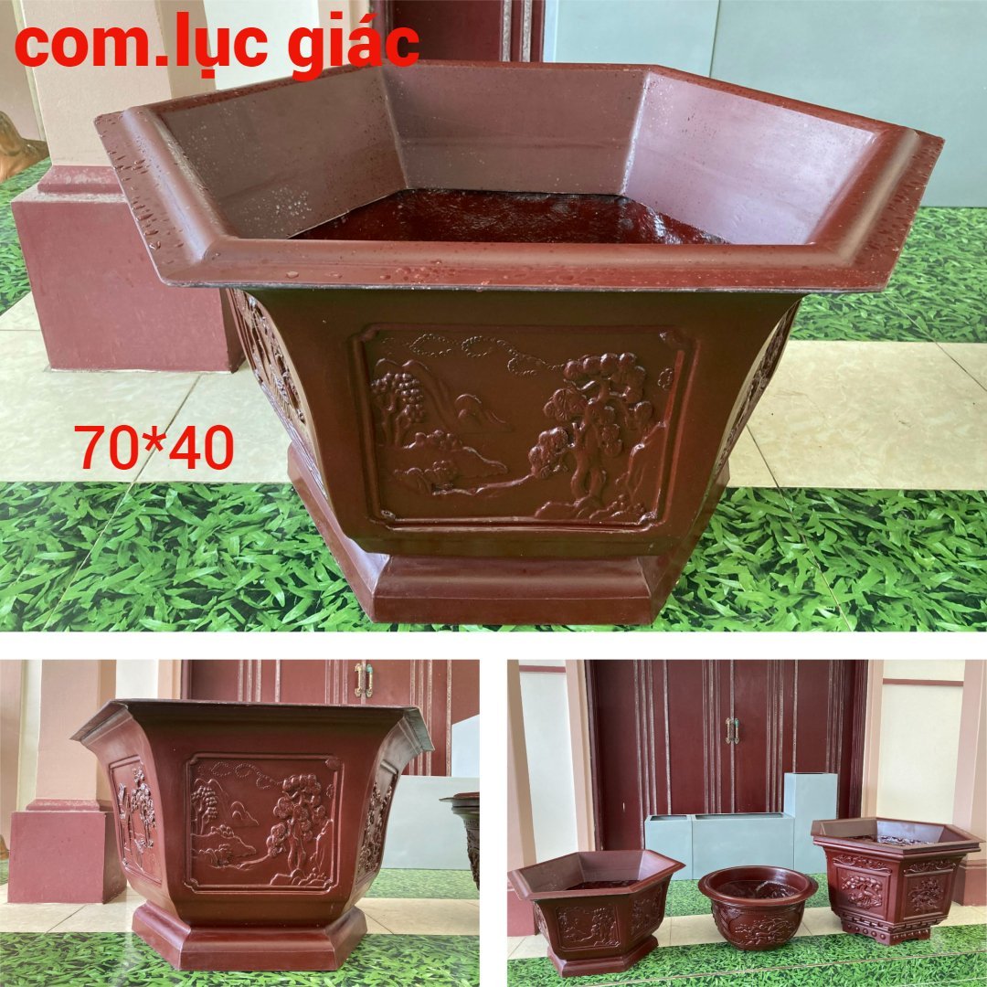 Chậu composite LỤC GIÁC 70*40cm trồng cây cảnh siêu bền