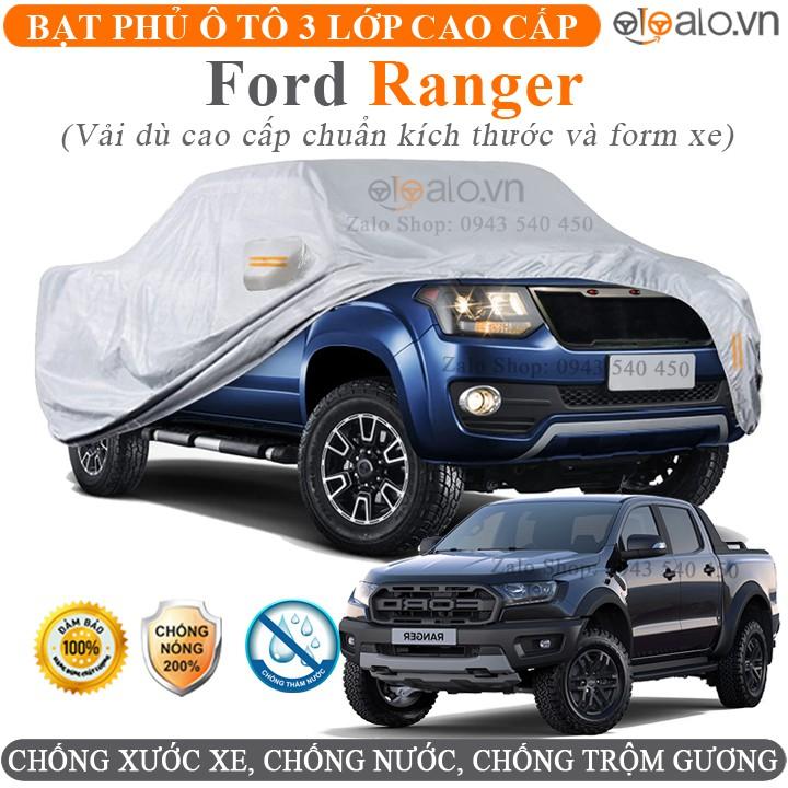 Bạt trùm che phủ xe ô tô Ford Ranger chuẩn 3 Lớp Cao Cấp Chống Nắng Nóng Nước Mưa Cháy Chống Bụi