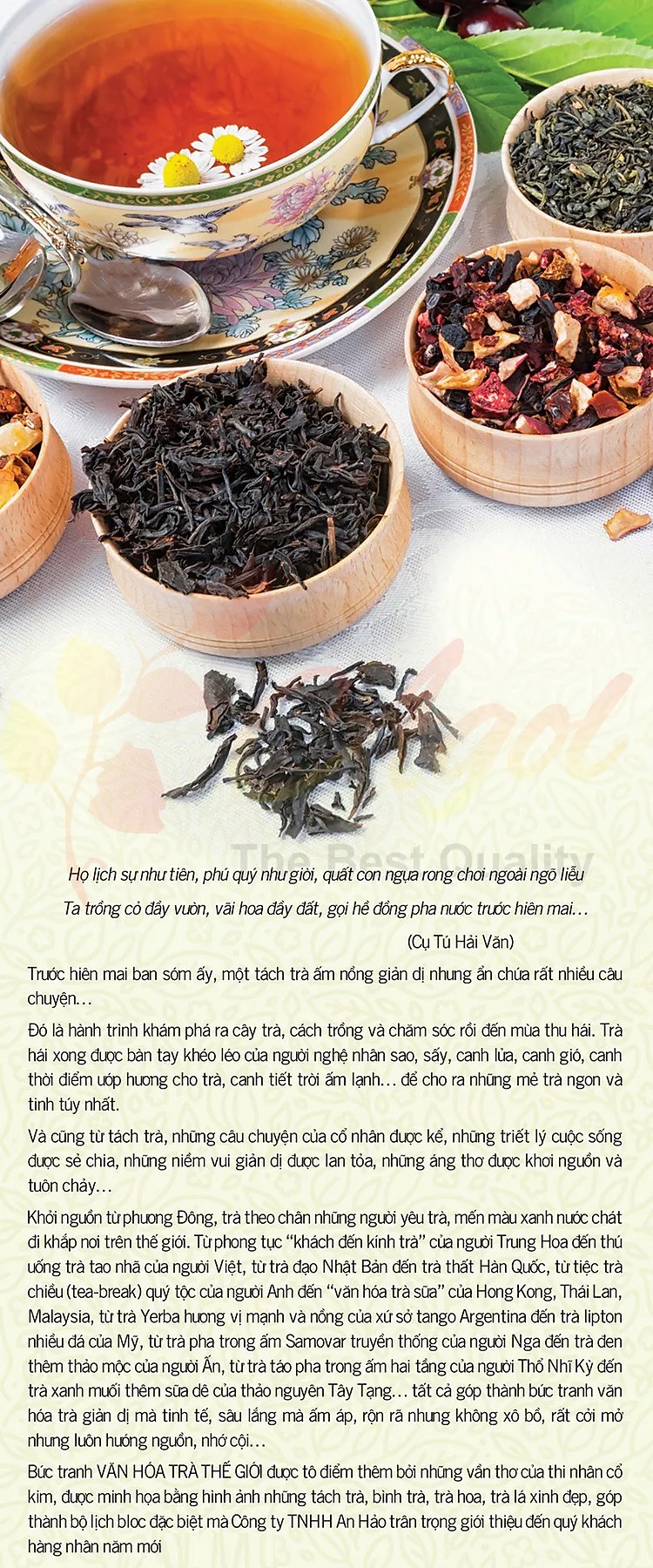 Lịch Trà Đạo khổ bloc 25 * 35 chiều dài tổng 70 cm mừng xuân 2026 Bính Ngọ có ngày giờ Hoàng Đạo chính xác