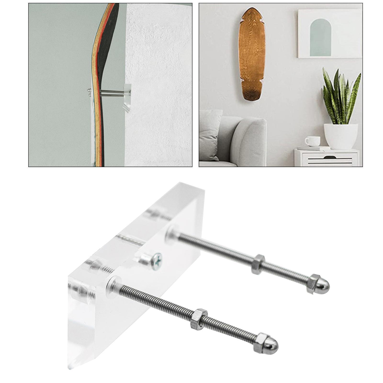 Skateboard Wall Mount Hanging Longboard Display Garage Rack Holder Clear