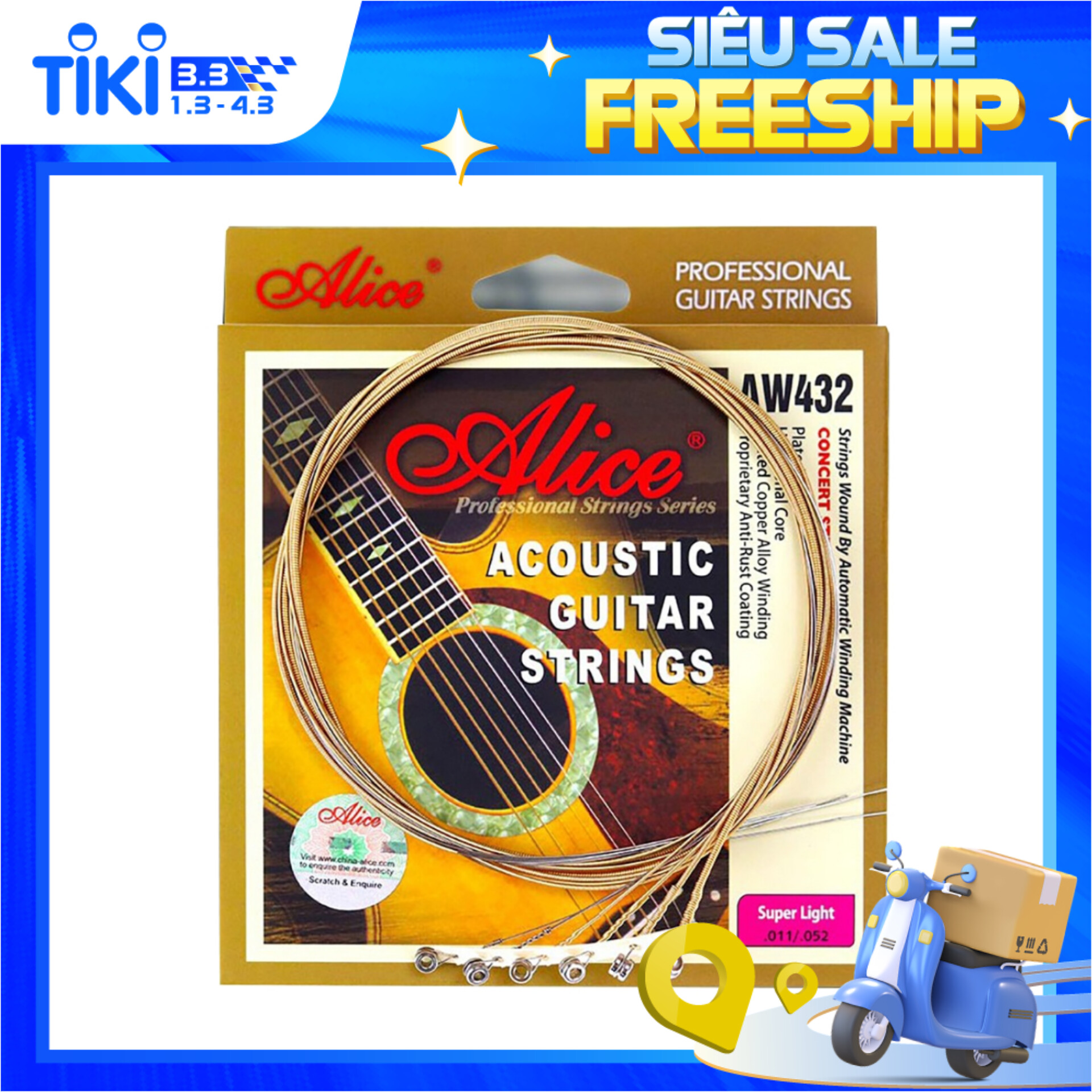 Bộ 6 Dây Đàn Guitar Acoustic Alice AW466, AW432 Cỡ 11 - Hàng Chính Hãng