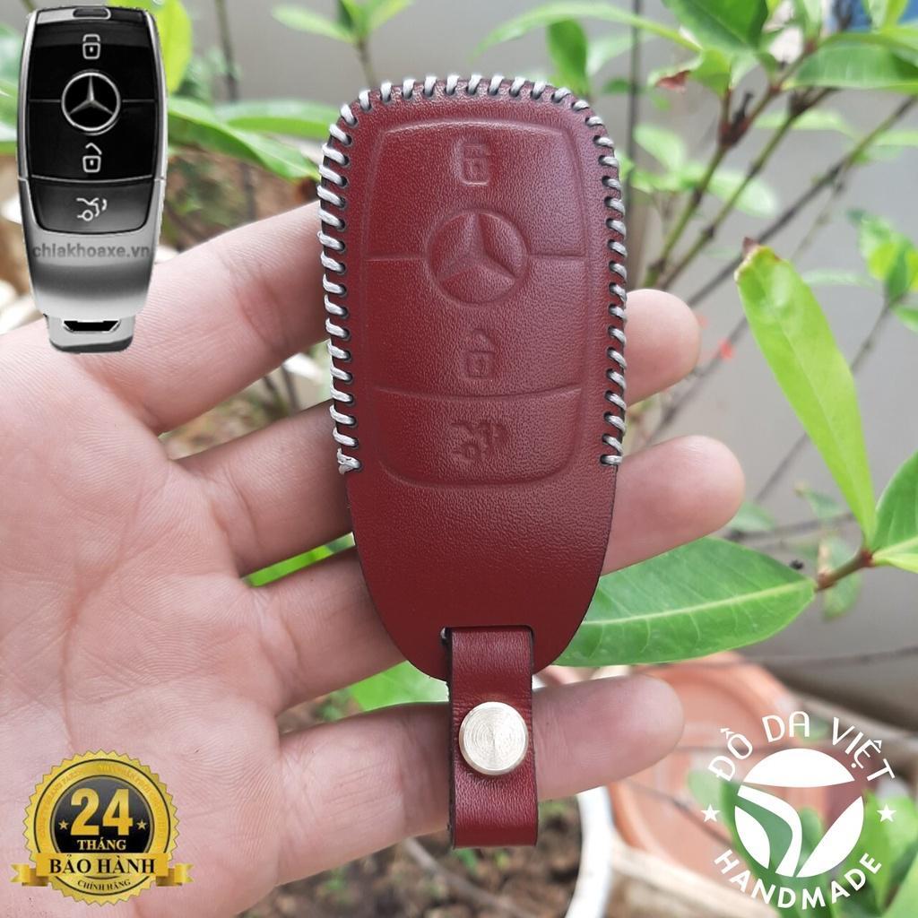 Bao da chìa khoá Mercedes handmade da thật, bao da chìa khoá Mec