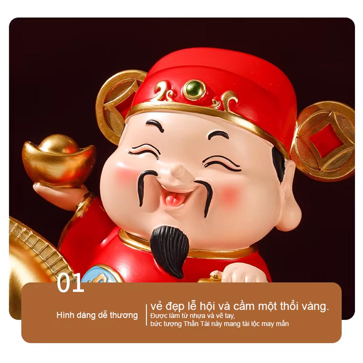 Tượng Thần Tài Cưỡi Ngựa May Mắn - Trang Trí Tết - 17 x 17 x 9 cm - 7082-2