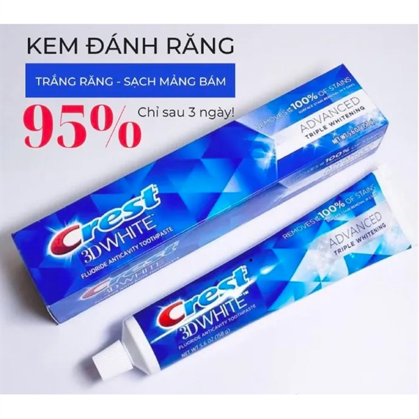 Set 5 Kem Đánh Răng Crest 3D Advenced 10/2025 - Mỹ