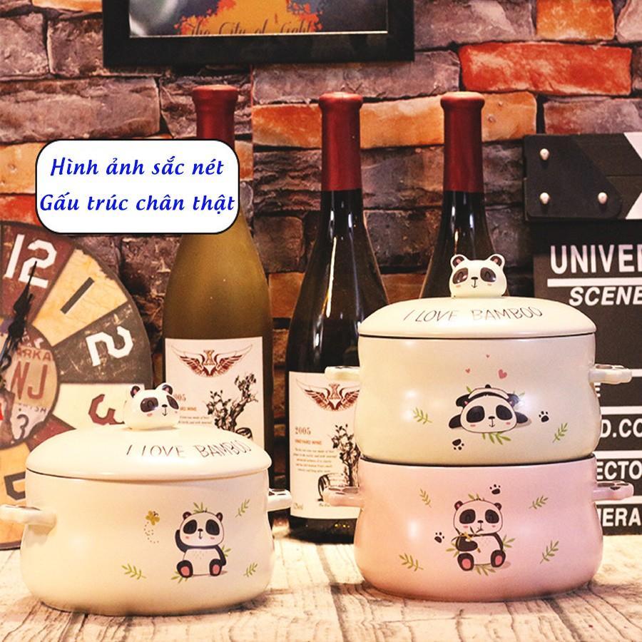 Bát Tô Sứ Có Nắp 3D Hình Gấu Trúc Panda Dung Tích Lớn 1000ml - Dùng Làm Tô Ăn Mỳ, Phở, Cơm Sáng Tạo