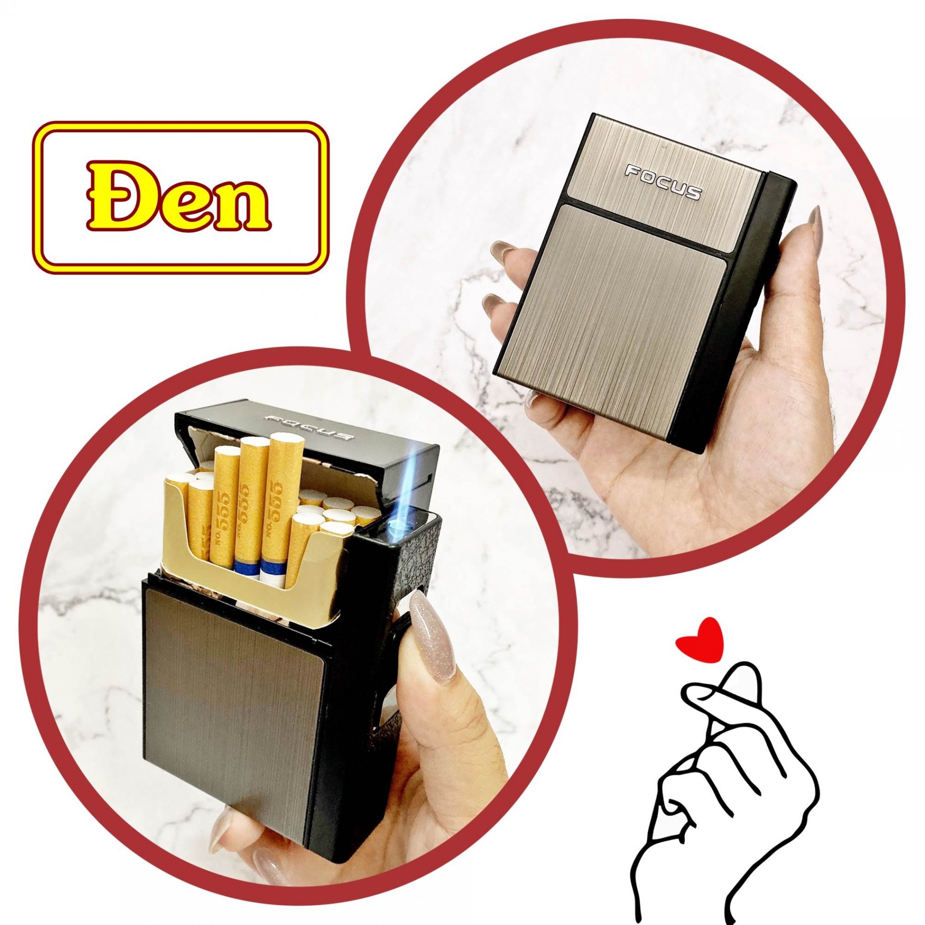 Hộp quẹt bật lửa khè - hộp thuốc focus 2in1 - có thể tháo rời -