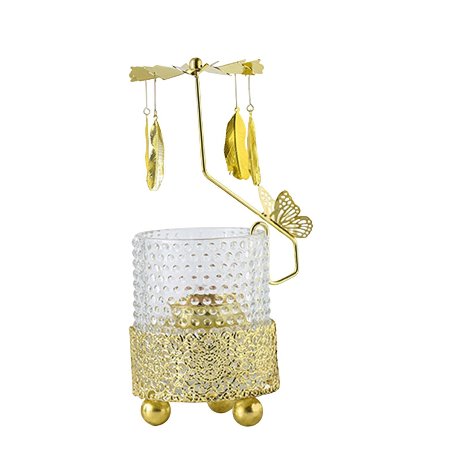 Rotary Candlestick Ornament Tea Light Holder for Restaurant Desktop Fireplace Home Decoration
