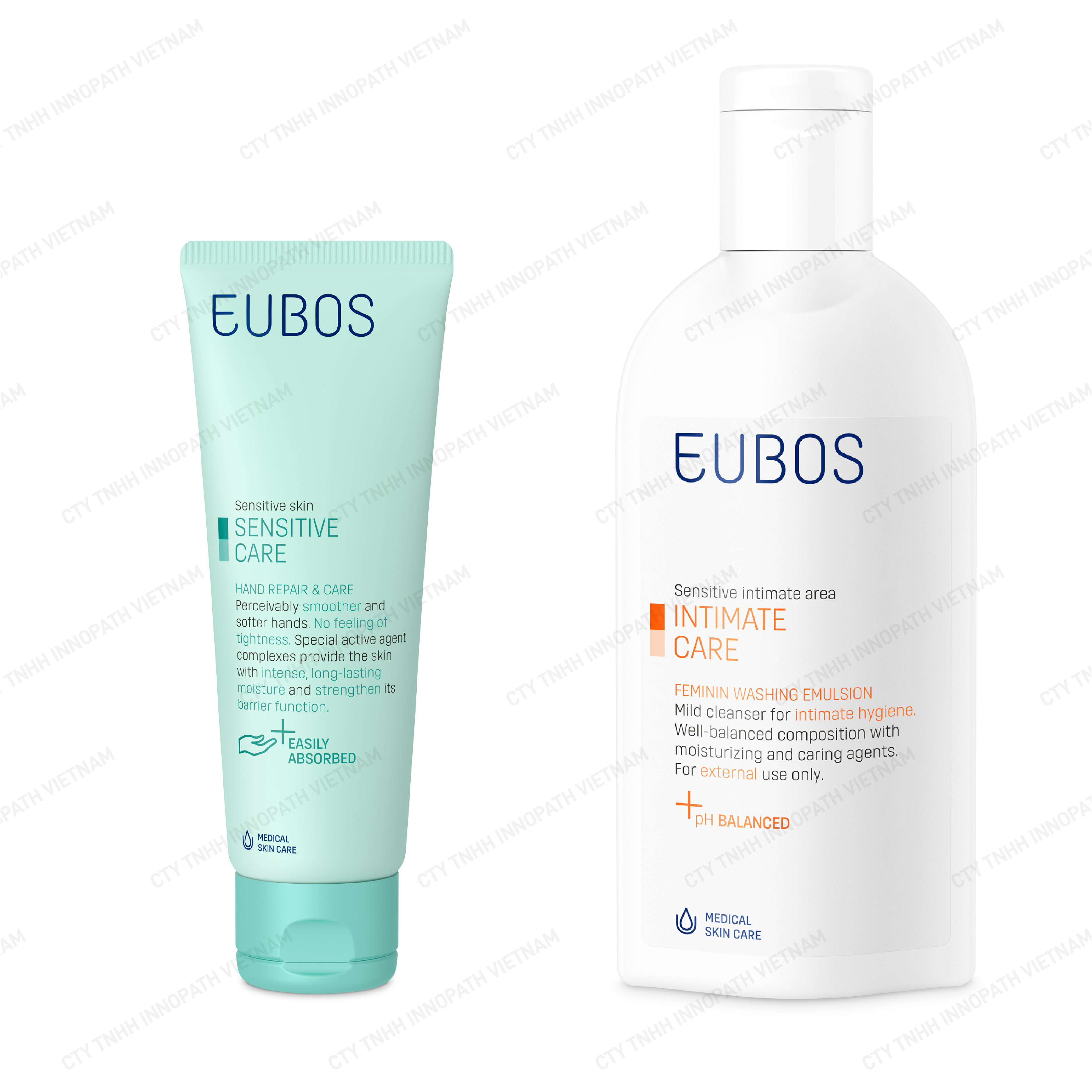 COMBO Kem dưỡng da tay nhạy cảm EUBOS 75ml &amp; Dung dịch vệ sinh phụ nữ EUBOS 200ml