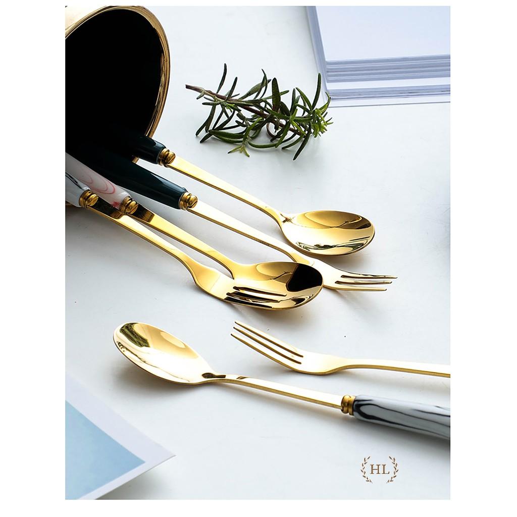 Thìa cafe - Nĩa size Bé | THÌA NĨA INOX CÁN SỨ
