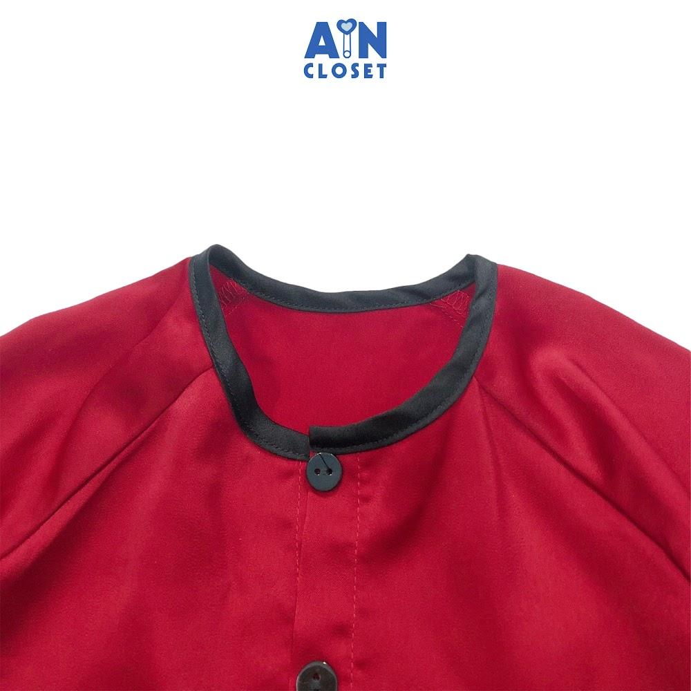 Bộ quần áo bà ba dài unisex Đỏ lụa ngọc trai quần đen - AICDBG8DS37L - AIN Closet
