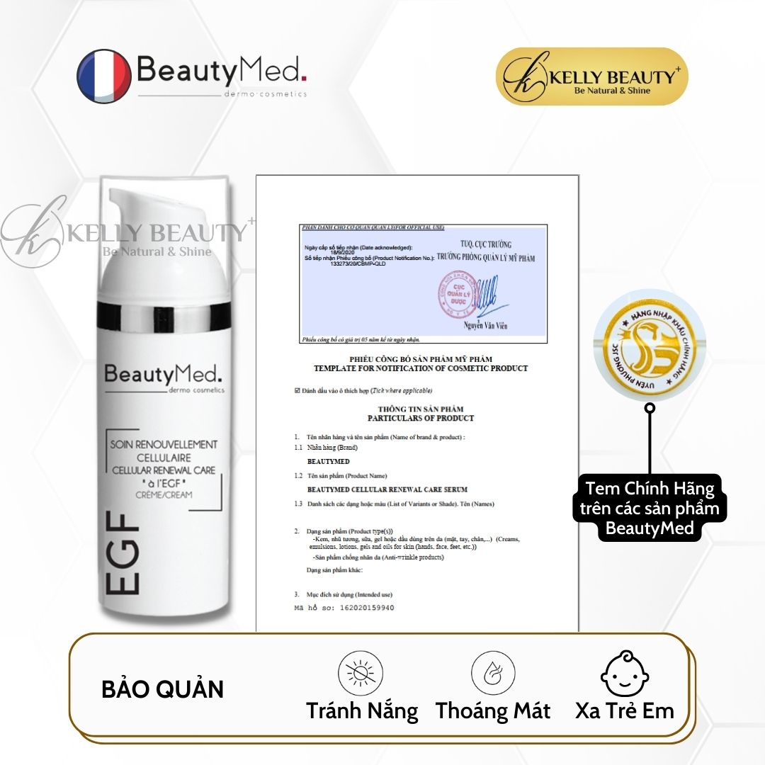 Kem EGF BeautyMed - Tế Bào Gốc Tăng Trưởng Biểu Bì; Mờ Sẹo Rỗ, Giảm Nếp Nhăn; Da Căng Mịn | Kelly Beauty