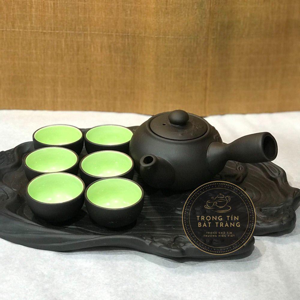 Bộ Ấm Chén Trà Đạo Gốm Tử Sa Bát Tràng Đắp Nổi Hoa Mai Dáng Đường Vũ Dung Tích 300ml ATSML 015