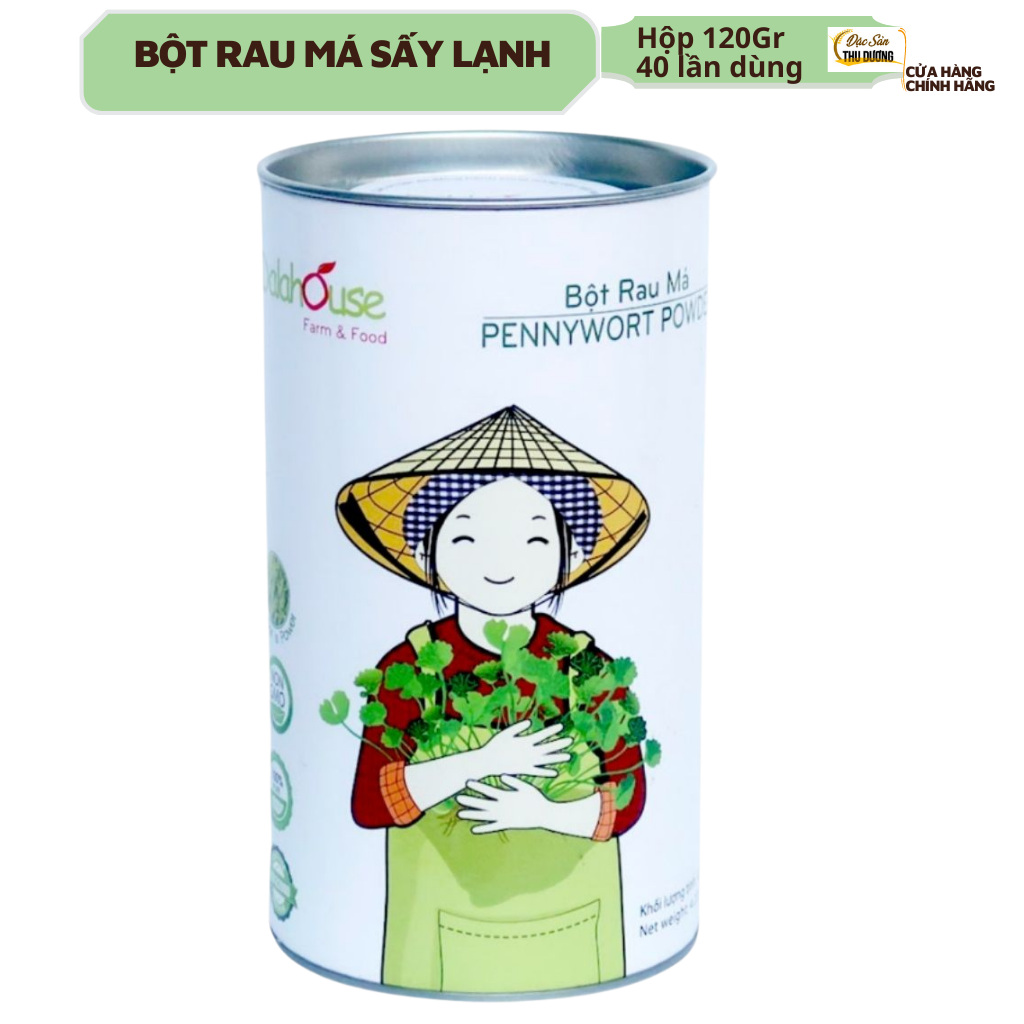 Bột rau má hữu cơ nguyên chất sấy lạnh Dalahouse - Giải độc, mát gan, thanh nhiệt cơ thể, giảm mụn, đẹp da