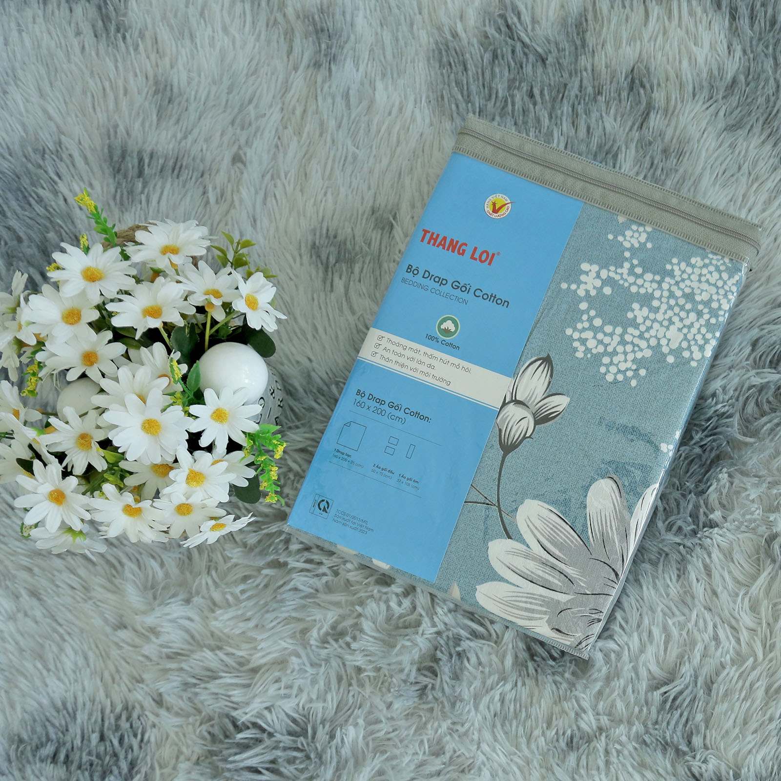 Bộ Drap Gối Cotton Hoa Thắng Lợi mẫu 26 - Chính hãng