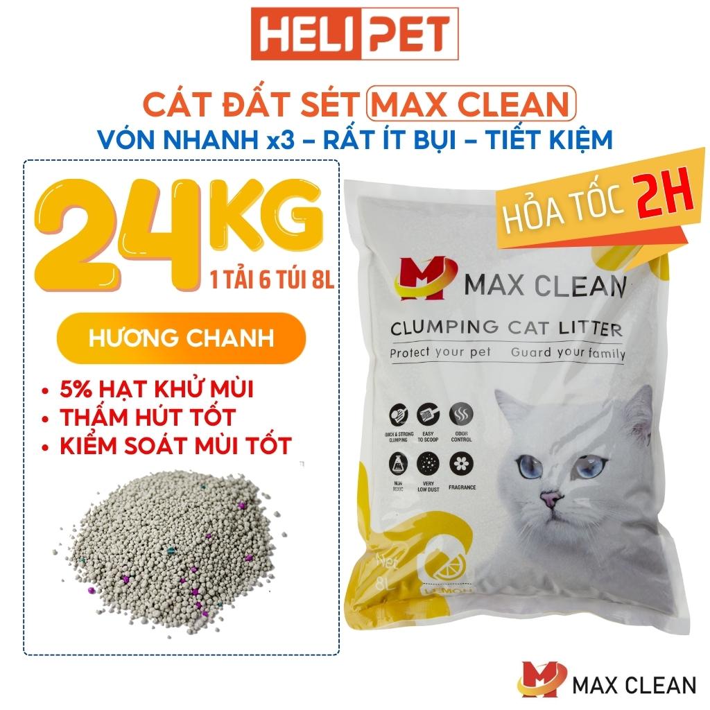 1 TẢI 6 BỊCH 24KG Cát Vệ Sinh Cho Mèo Max Clean- HeLiPet