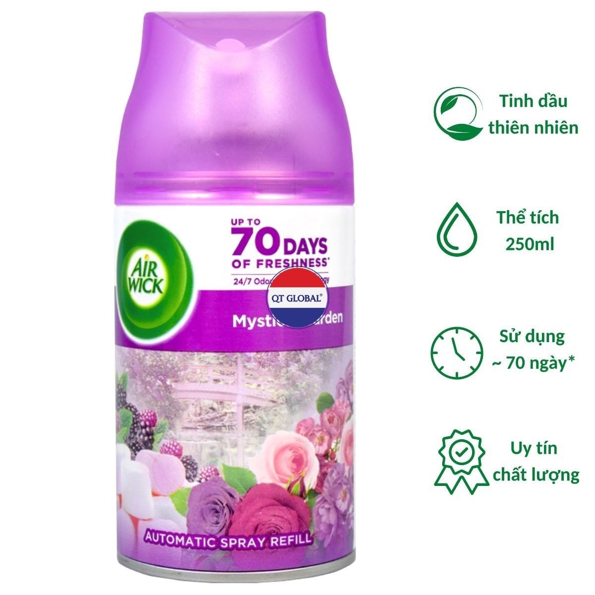 Bình xịt tinh dầu thiên nhiên Air Wick Mystical Garden 250ml QT016842 - hoa hồng hoàng gia