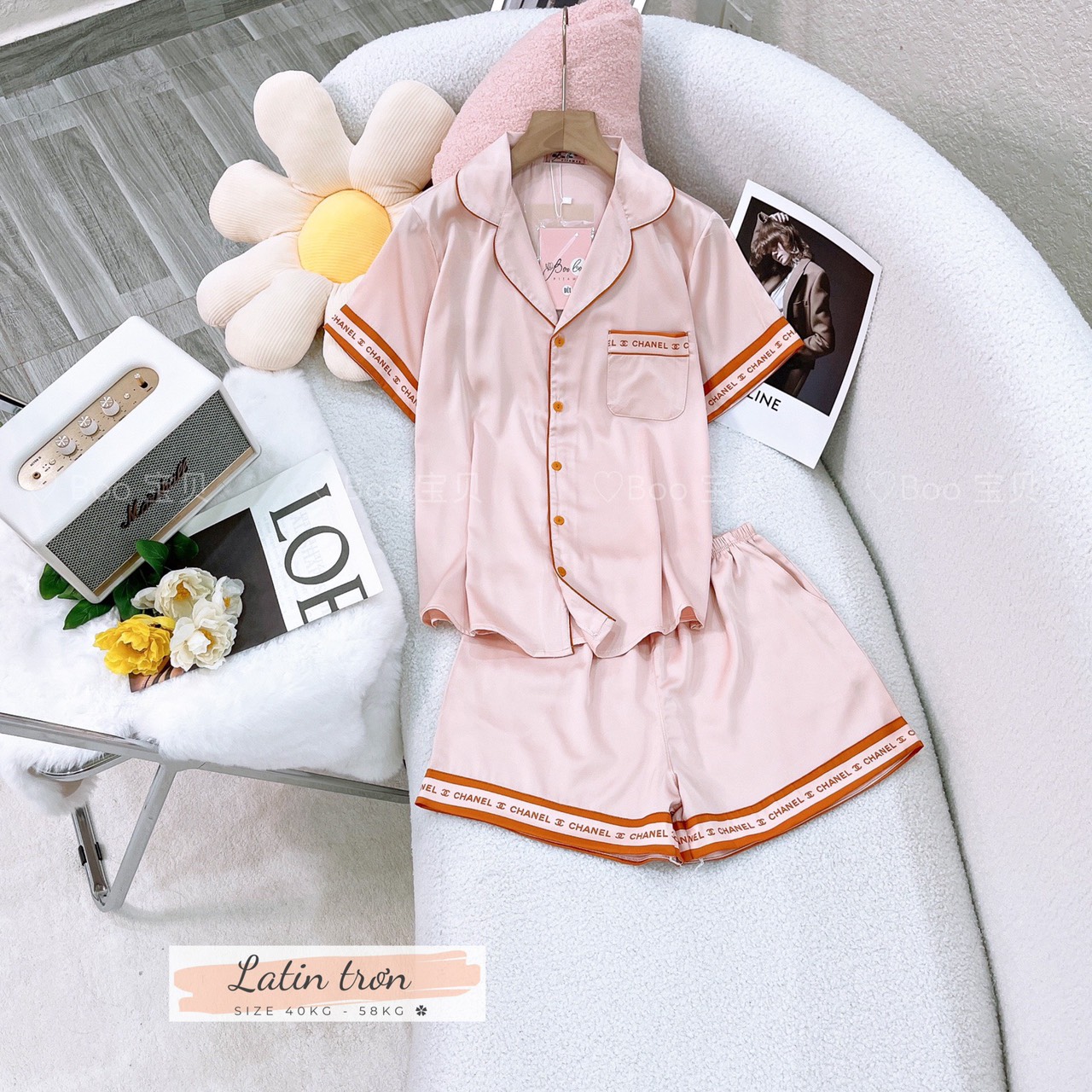 Đồ bộ pijama đùi lụa latin cao cấp freesize 40-58kg