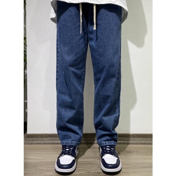 Quần Jeans Ống Rộng JC36 Xanh Đậm Trơn Lưng Thun