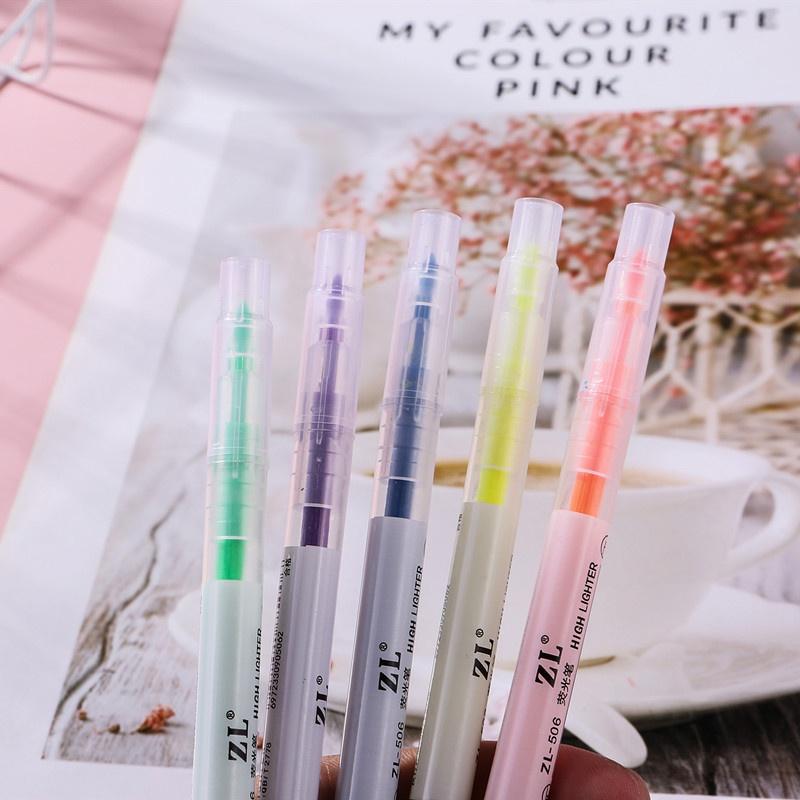 Set 6 bút dạ quang Highlight hai đầu 2 màu dễ thương, Bút highlight pastel 2 đầu nhiều màu - takenotebeta