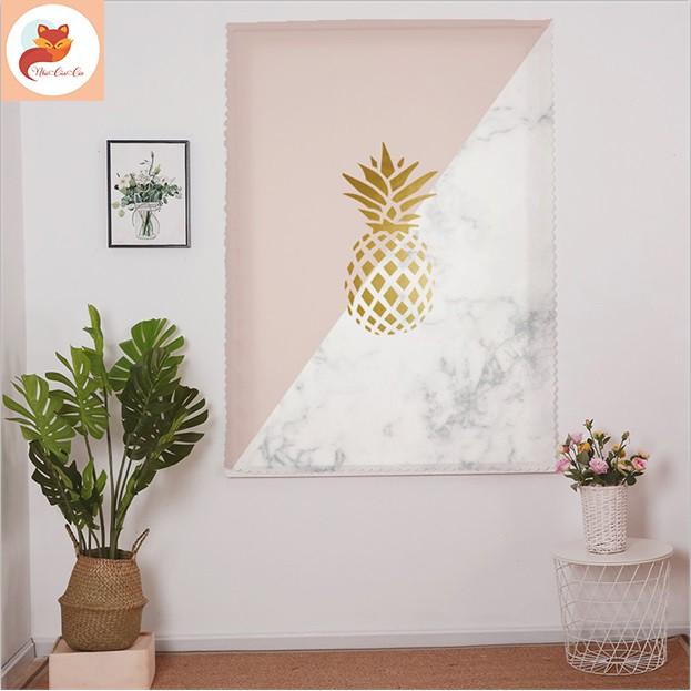 Rèm Cửa Sổ Tiện Lợi, Tranh Trang Trí Tường Họa Tiết Quả Dứa Màu Sắc Tươi Sáng