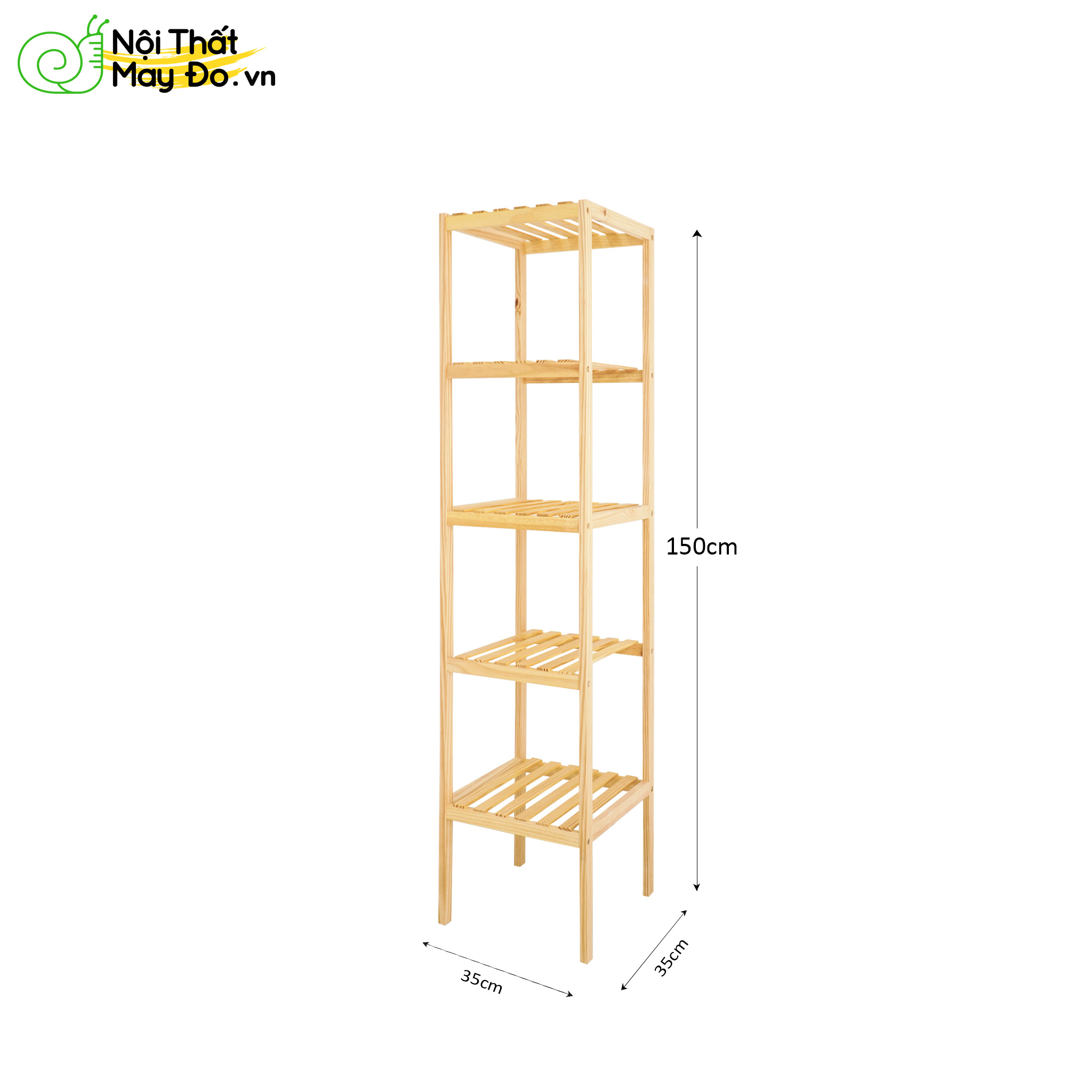 Kệ Gỗ Đa Năng - SHELF 5F- Thiết Kế 5 Tầng Hiện Đại - Chất Liệu Gỗ Thông Bền Chắc - Dễ Di Chuyển - Có 2 Màu Sắc