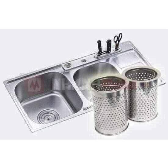 Giỏ lọc rác và nắp chặn rác bồn rửa bát Inox cao cấp