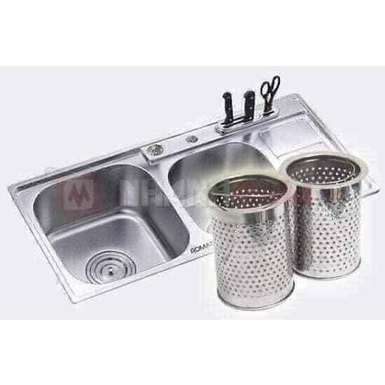 giỏ lọc rác và nắp chặn rác bồn rửa bát Inox cao cấp ( 2 chi tiết)