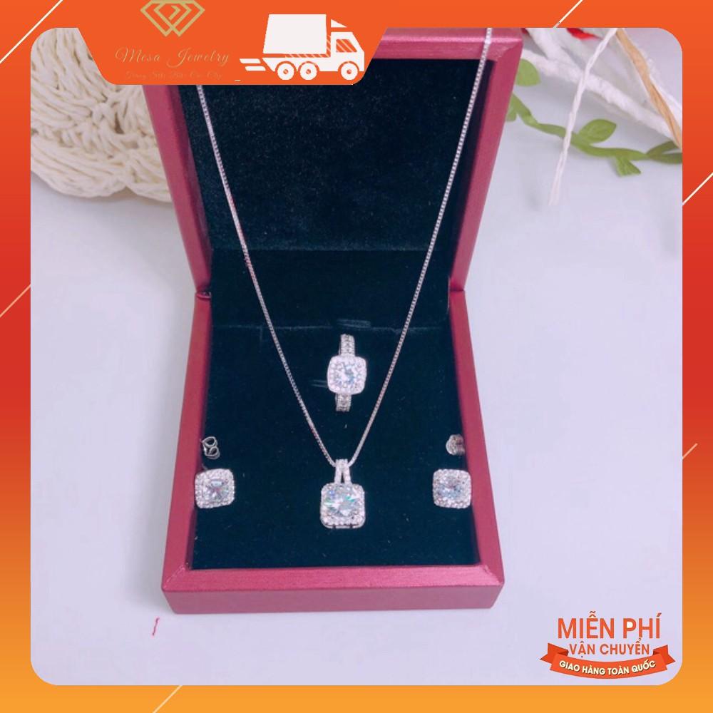 BỘ TRANG SỨC NỮ BẠC TA - BỘ ĐÁ VUÔNG