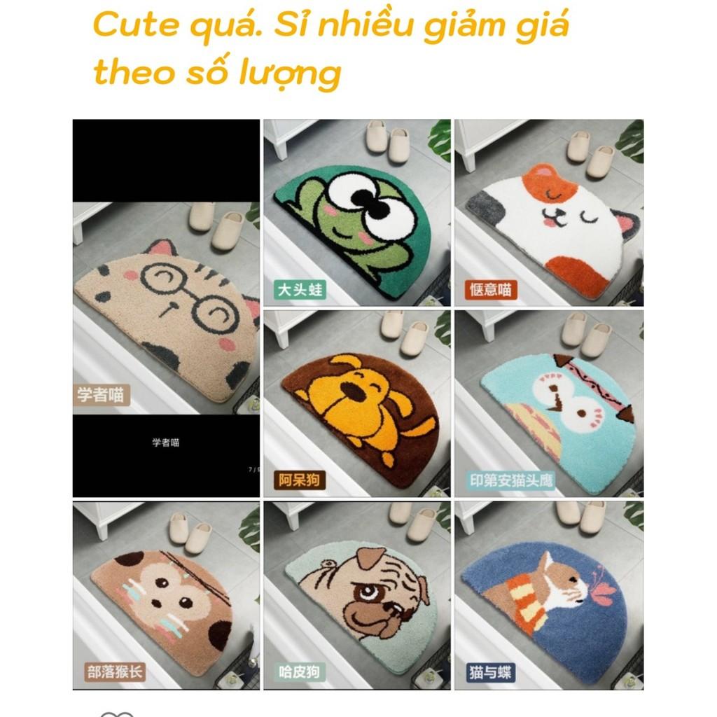 Thảm Chùi Chân Nỉ Lông Bán Nguyệt Họa Tiết 3D Khách Chát Để Chọn Mẫu