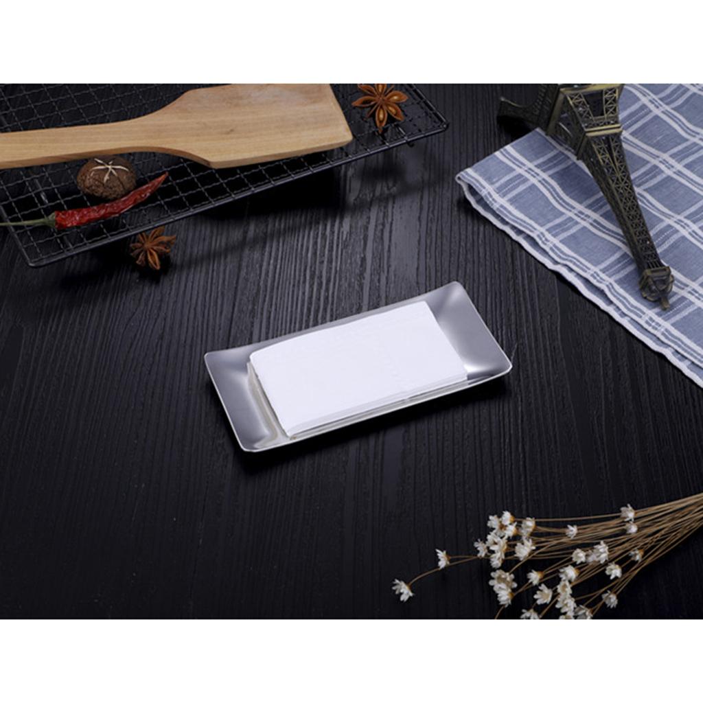 Stainless Steel Towel Dish Snack Nuts Fruit Tray Kitchen Table Tissue Holder