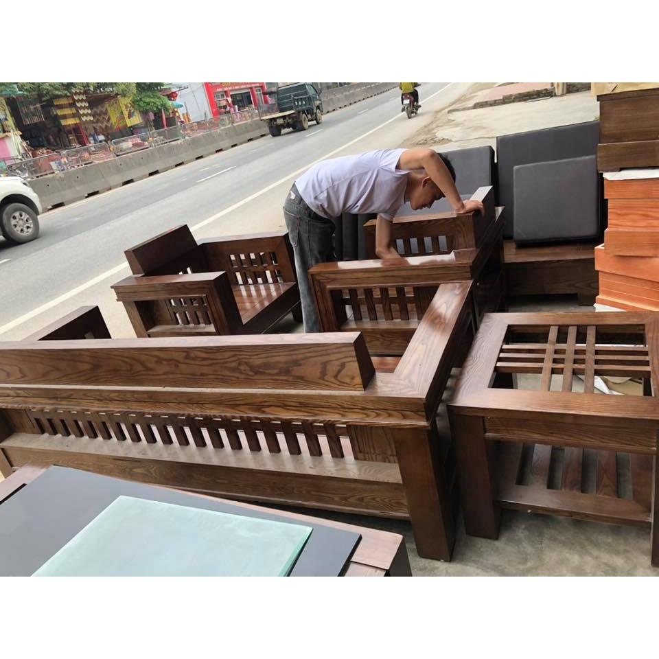 Bàn ghế gỗ đối caro sồi Nga BG023