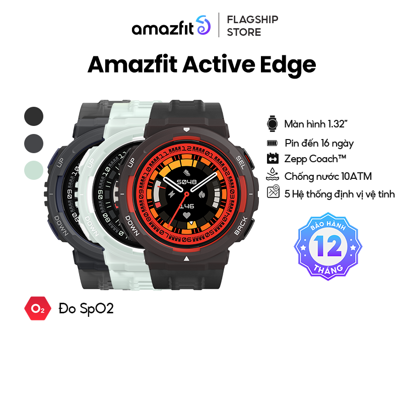 Đồng hồ thông minh Amazfit Active Edge - Bảo hành 12 tháng - Chống nước 10 ATM - GPS 5 vệ tinh - Hàng chính hãng