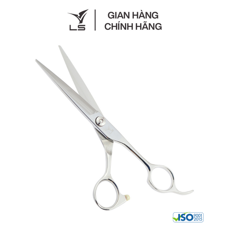 Kéo cắt tóc LS lưỡi thẳng quai offset phẳng đỡ ngón cố định CB12/6.0