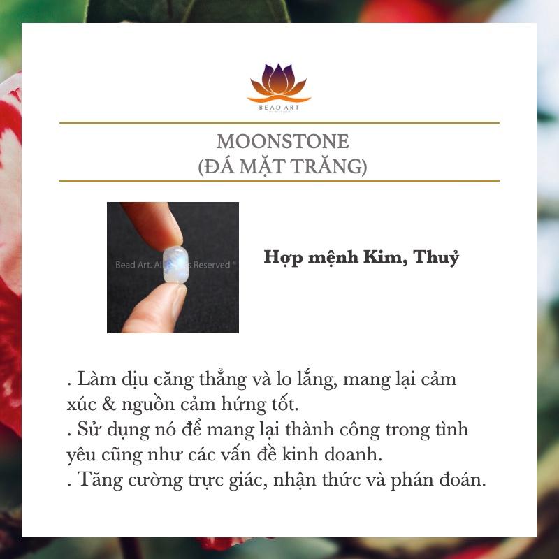 9MM Đá Mặt Trăng (Moonstone) Ánh Cầu Vồng Loại A, Kim, Thuỷ, Đá Phong Thuỷ, Chuỗi Hạt S50 - Bead Art