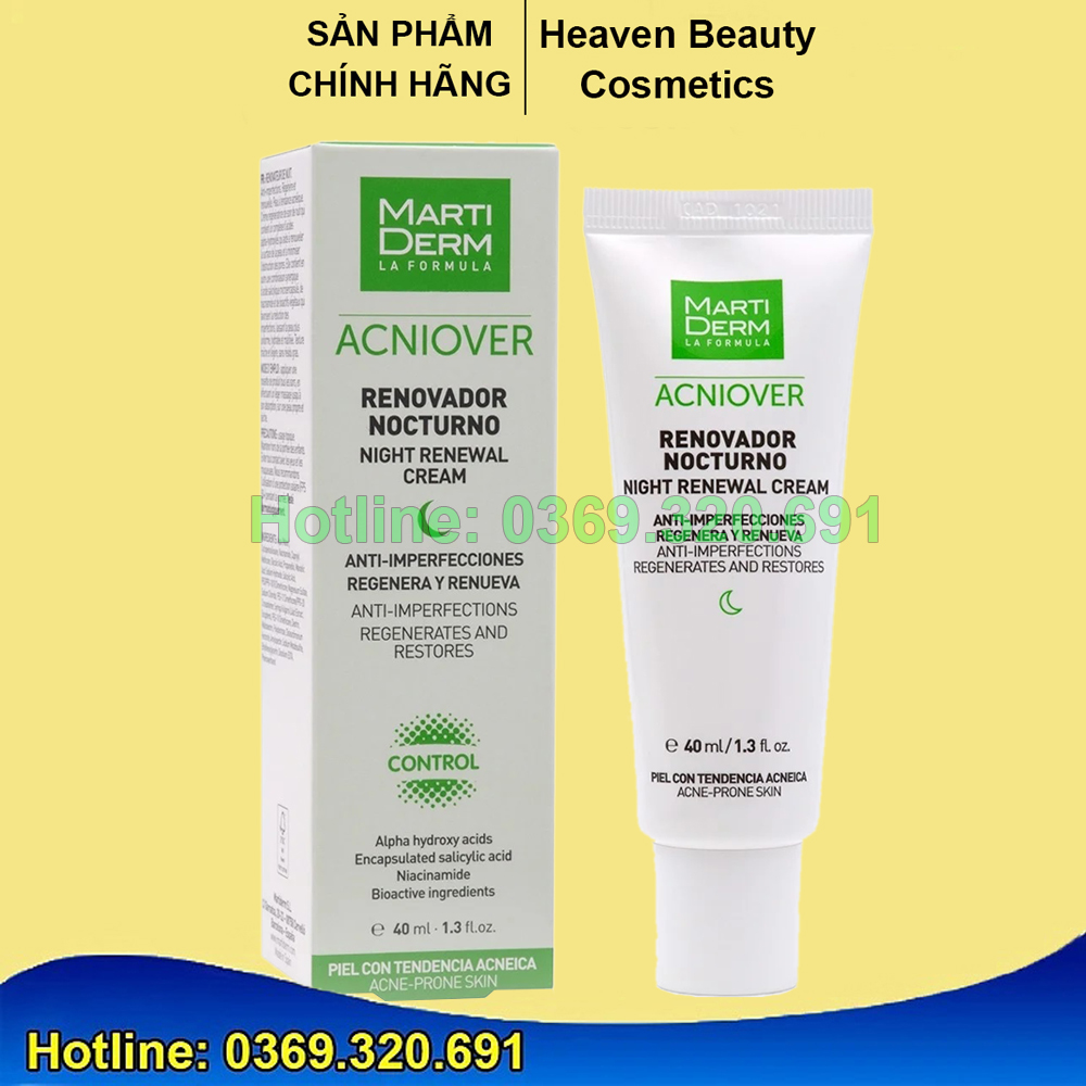 Kem dưỡng tái tạo ban đêm cho da dầu mụn Martiderm acniover night renewal cream