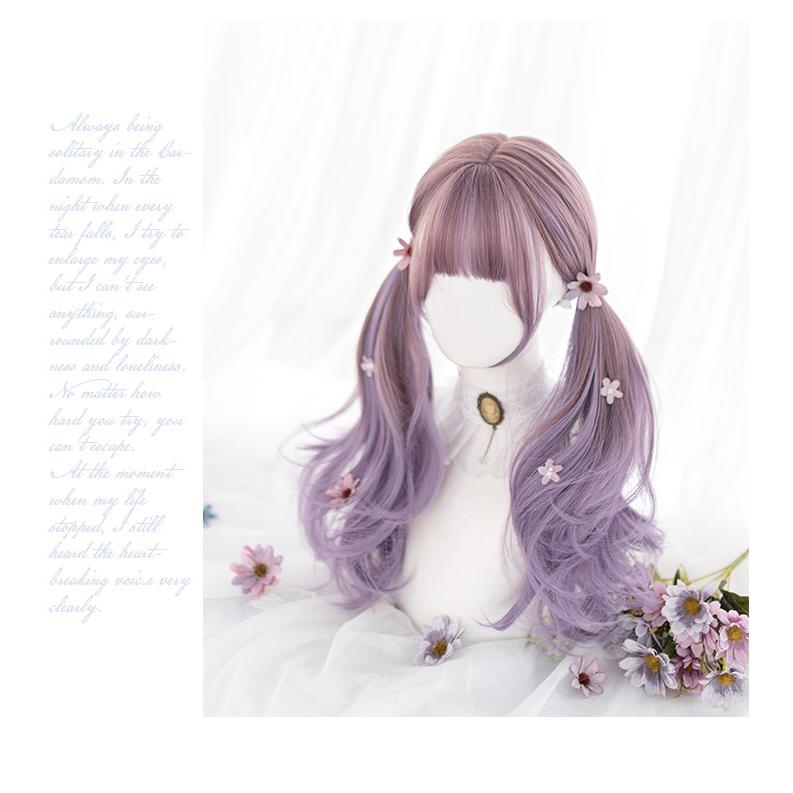 Wig/Tóc giả Ombre mix màu nâu tím cô thỏ dễ thương - A83 Nguyên đầu teen/lolita
