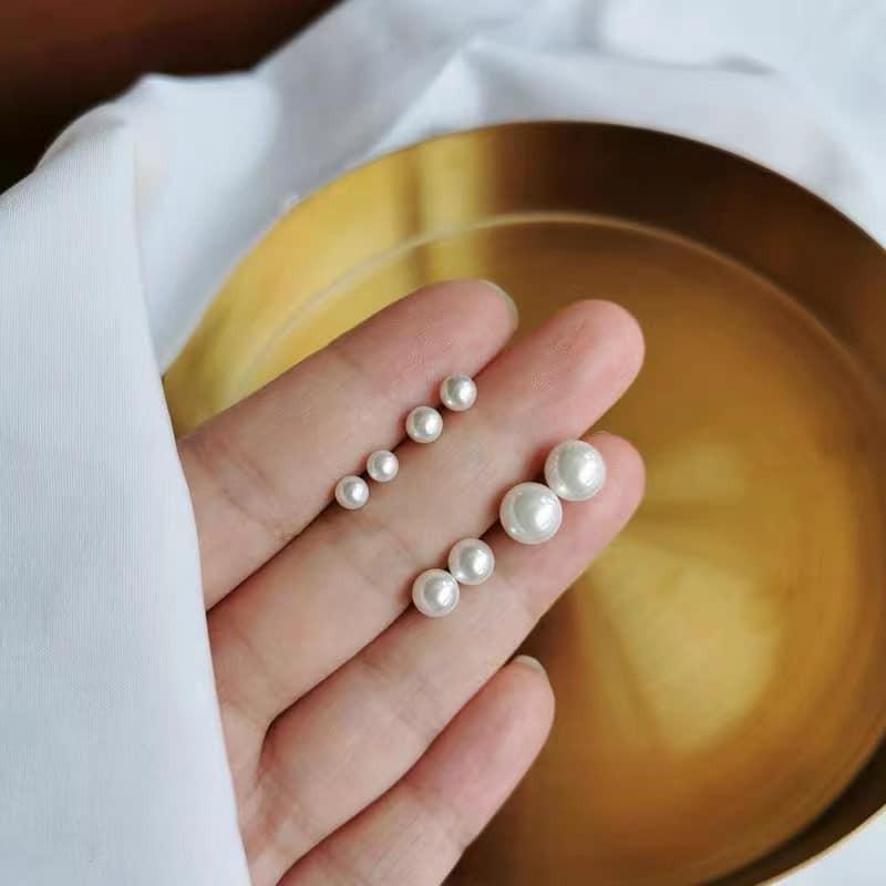 Bông tai nụ Ngọc trai trắng bạc Ý 925-Minh Tâm Jewelry