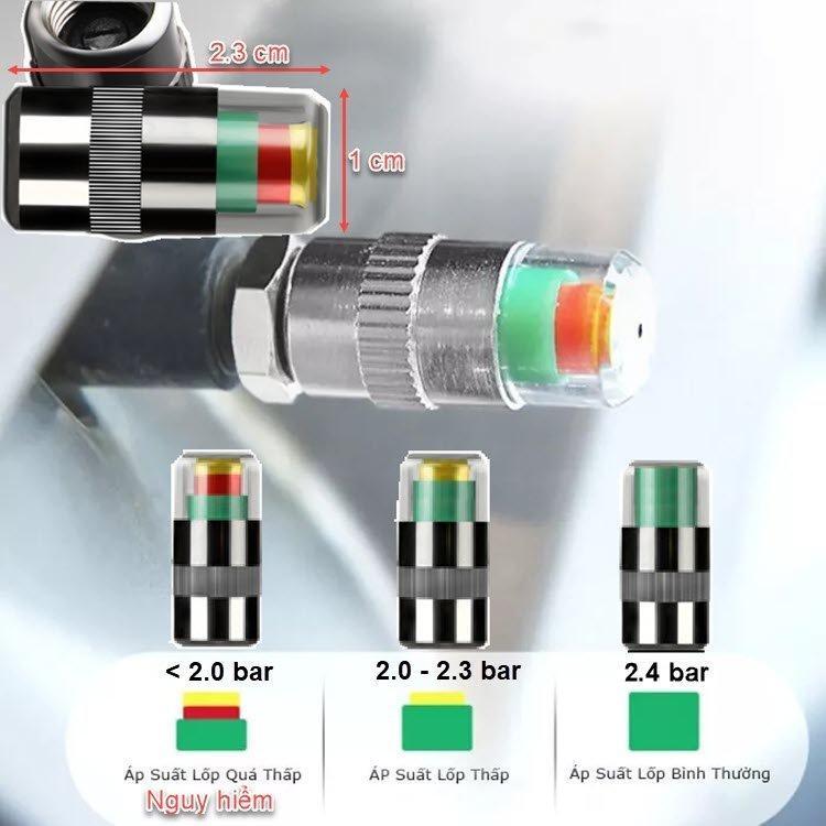 Bộ 4 van xe cảnh báo áp suất lốp xe ô tô xe máy lõi đồng cao cấp
