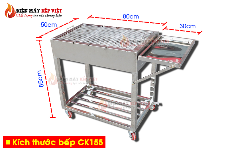 Bếp Nướng Than Hoa CK155 - inox 304, Bếp Nướng Ngoài Trời, Bếp Nướng Không Khói, Bếp Nướng Sân Vườn