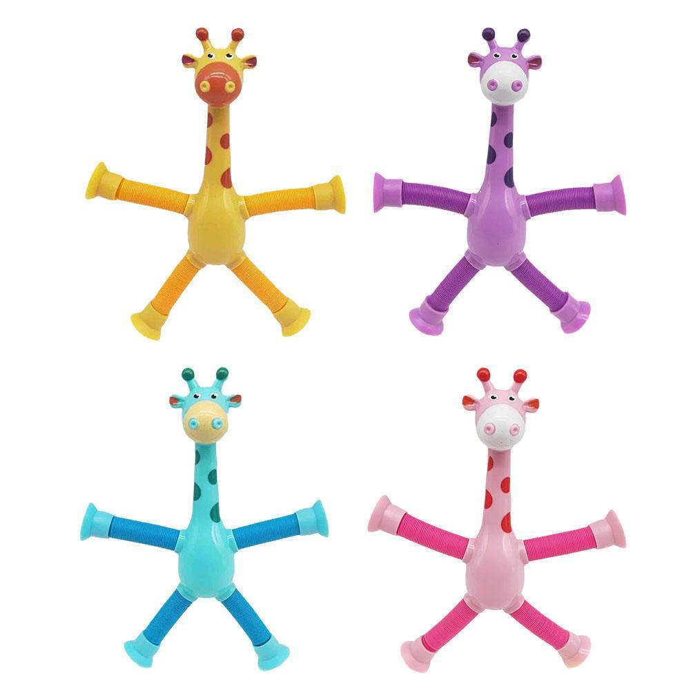 HÀNG ĐẸP LOẠI 1, CÓ ĐÈNĐỒ CHƠI ỐNG HÚT LÒ XO HÌNH HƯƠU CAO CỔ CO GIÃN TELESCOPING TUBE GIRAFFE CÓ CỐC HÚT GIÚP GIẢM CĂ
