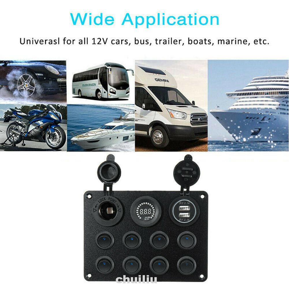 Bảng Công Tắc 8 Nút Chống Nước Cho Xe Hơi / Tàu Thuyền