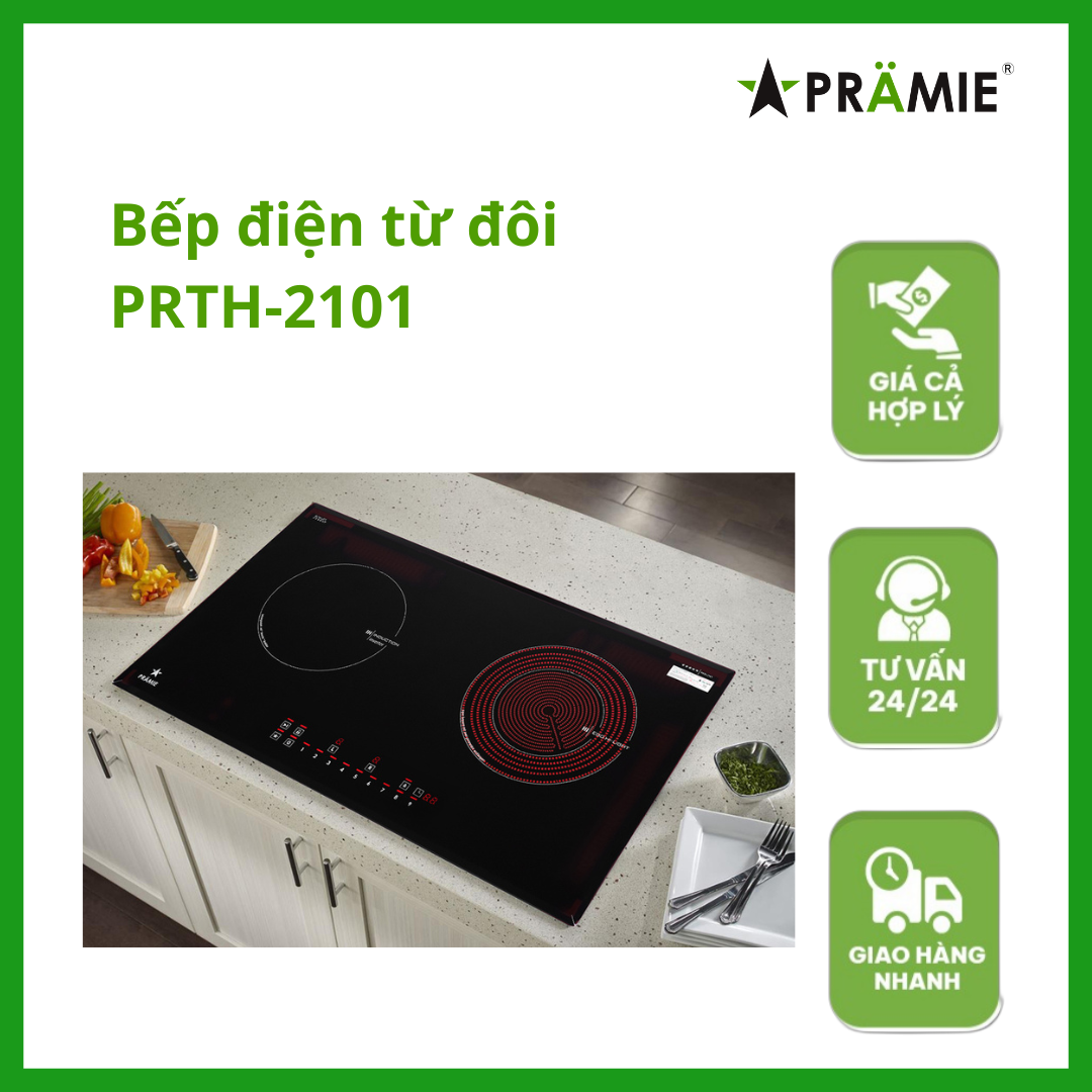 Bếp điện từ đôi Pramie PRTH - 2101_Môt từ một hồng ngoại_Hàng nhập khẩu Thái Lan