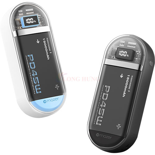 Sạc dự phòng Mazer PowerCharge Link 1545 2Type-C 1USB 15000mAh PD45W M-PC45LINK1545 - Hàng chính hãng