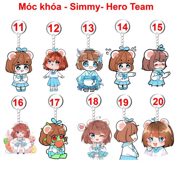 Móc khoá simmy hero team 3-6 cái khác nhau