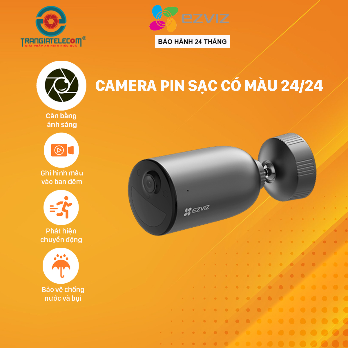 Camera Wifi Pin Sạc EZVIZ EB3 3MP 2K Có Màu Đêm, Đàm Thoại 2 Chiều - Hàng chính hãng