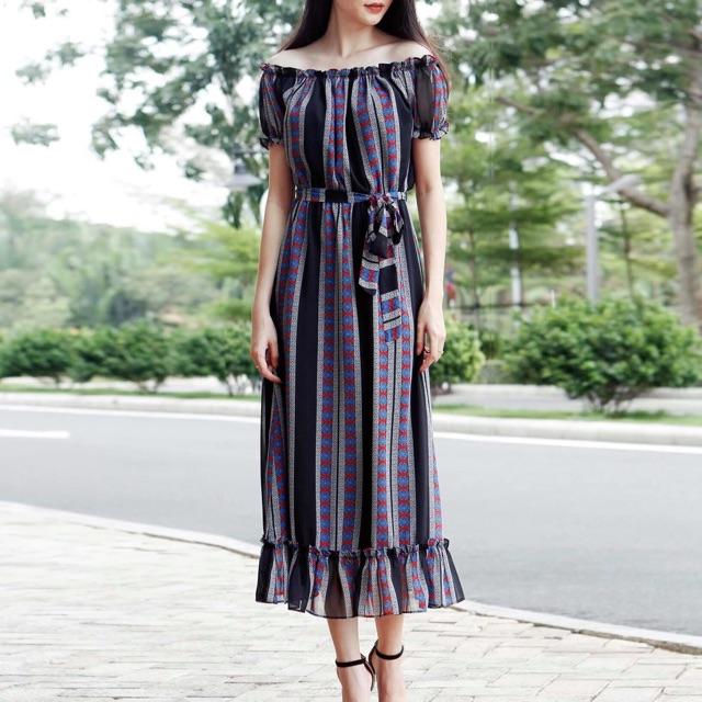 Đầm maxi bẹt vai - hàng thiết kế cao cấp